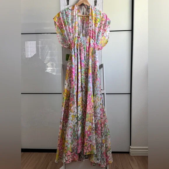 Kate Spade Colorful Floral Dots Beach Cover Up  MIDI Dress - Picture 8 of 11